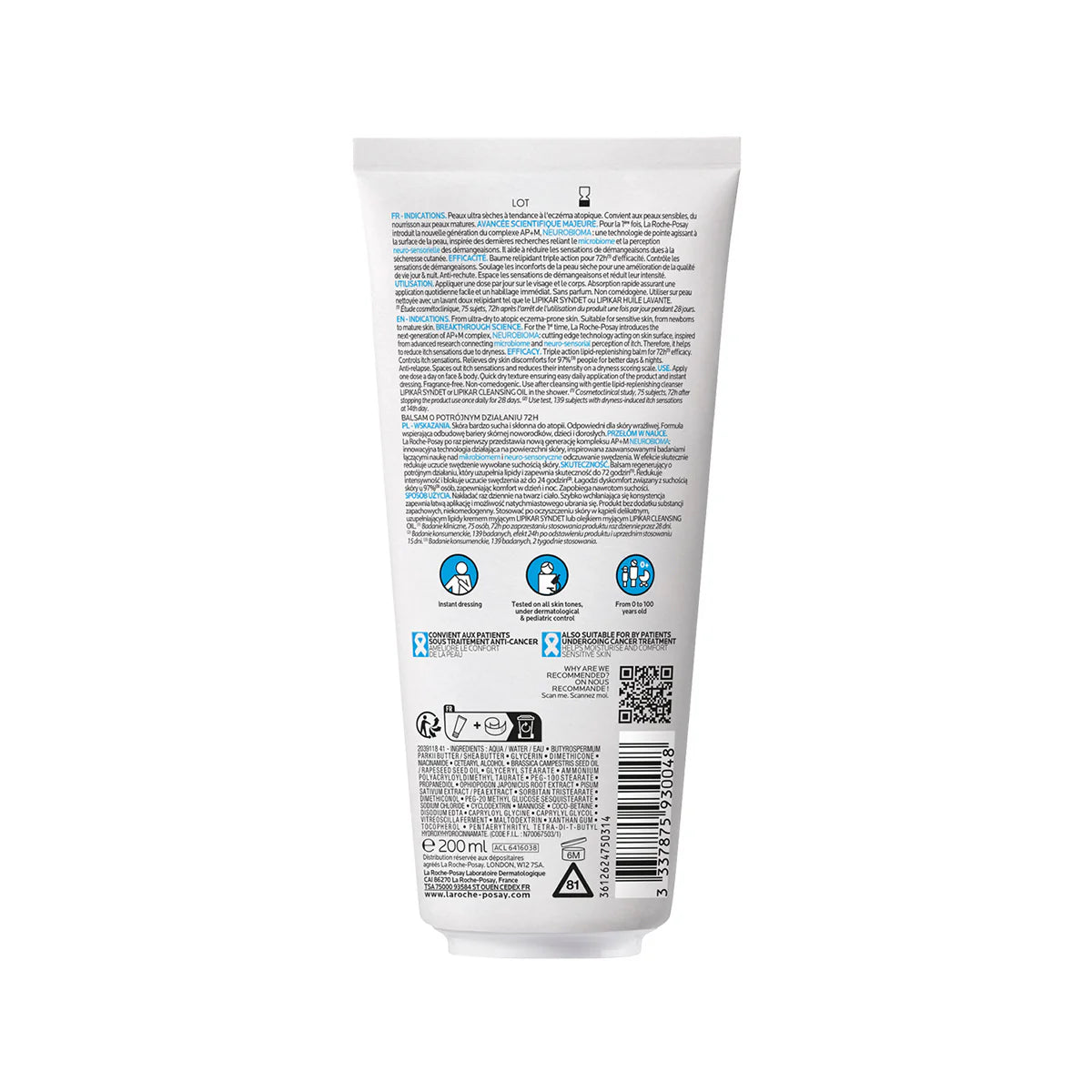 La Roche-Posay Lipikar Baume AP+M Bálsamo Hidratante Anti-Resequedad 200ml.